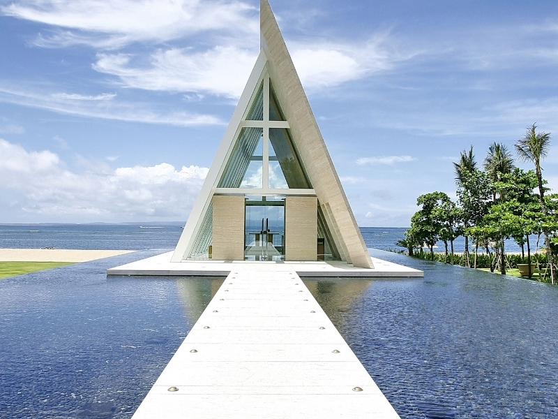 Conrad Bali wedding chapel crystal clear waters